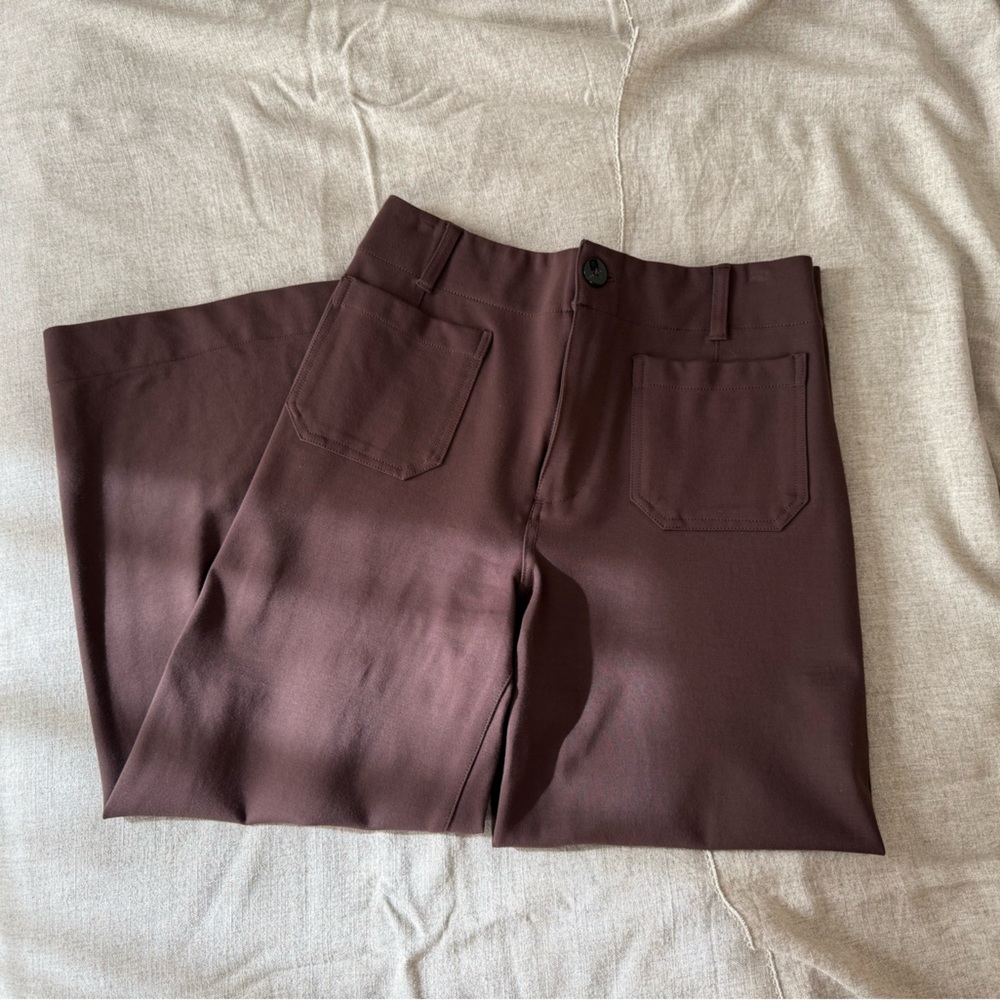 MAEVE The Colette Ponte Crop Wide-Leg Pants - Brown